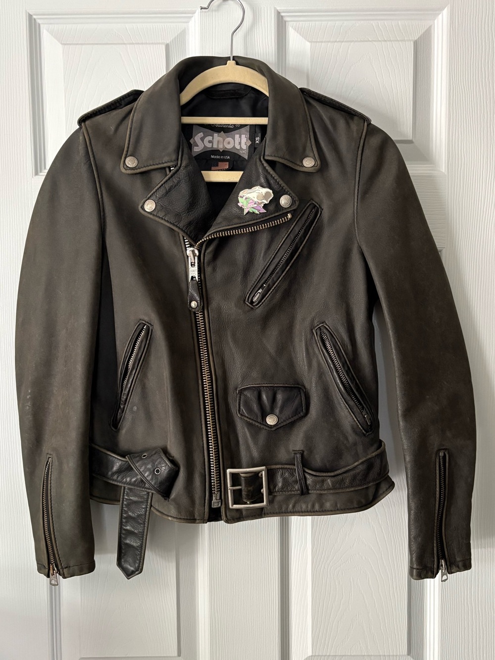 Schott NYC Perfecto Black Leather Motorcycle Jacket | women's XS